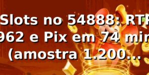📊 Slots no 54888: RTP 96,2% e Pix em 7,4 min (amostra 1.200 transações)